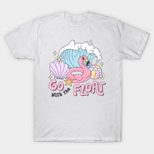 Go With The Float Summer Beach Fun Waves Flamingo T-Shirt